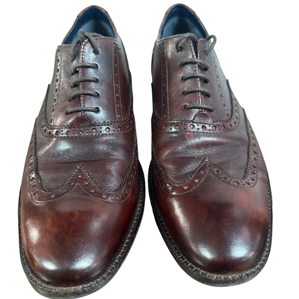 Cole Haan Mens Brown Leather Wingtip Oxford Dress Shoes Brogue C30687 Size 8.5 M